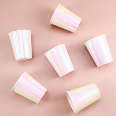 일회용 홀로그램 핑크 접시 컵 6p 홈 파티, 2. 홀로그램 핑크 컵 (6p), 6개