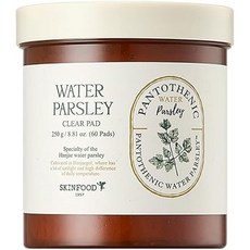 SKIN FOOD since 1957 SKINFOOD(스킨푸드) 워터파슬리 패드 250g 60매들이 (판토텐 클리어 패드) 닦아내는 토너 세안 리필 한국 화장품, 1개