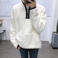 애드매이브 남녀공용 후리스 오버핏 양털 아노락 반집업 티셔츠 2컬러