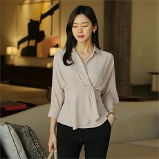 세인트마리 로저 페플럼 랩 블라우스 4color