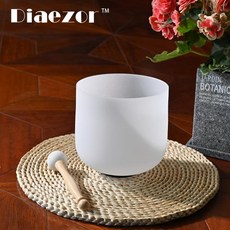 싱잉볼 Diaezor 화이트 프로스트 석영 크리스탈 노래 그릇 CDEFGAB 노트 소리 치유 및 명상 말렛 포함 8 인치 440Hz 432Hz, 없음, 11) 432Hz Note E