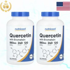 2통 뉴트리코스트 퀘르세틴 케르세틴 1 000mg 플라보노이드 자유라디칼 120캡슐, 2개, 240정