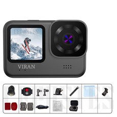 액션카메라 부품 유튜브용카메라 VIRAN 액션 카메라 4K 60fps 리모컨 스크린 방수 스포츠 운행 기록기 HD10, 01 V9_03 128GB