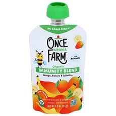 ONCE UPON A FARM 유기농 면역 블렌드 망고 바나나 스피루리나 키즈 스무디 3.2 OZ