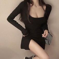 [못난이언니]슬림 트임 베노프 원피스