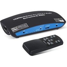 4K 60Hz HDMI 스위치 4x1 7.1 오디오 추출기 포함 아베디오 링크 4포트 HDMI2.0b 박스와 Atmos 7.1CH 광학 5.1CH 3.5mm 출력 리모컨 셀렉터, 4K 60Hz HDMI 스위치 4x1 7.1 오디오 추
