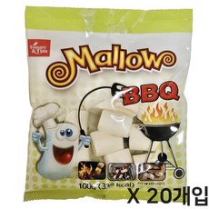 Tommy Tim 멜로우 BBQ 캠핑간식 마시멜로우, 20개, 100g