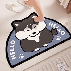흡수 속건 욕실 화장실 발매트 주방매트 규조토 미끄럼방지 큐티 팬더, 1개, 그레이 강아지