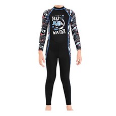 NMT 키즈 풀 바디 수영복 러쉬 가드 원피스 UV 프로텍션 긴팔 잠수복 [Boys Black- Small] - P044408HSVFPV35