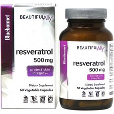 bluebonnet Nutrition beautiful ally resveratrol 500mg 피부에 가장 적합 항산화제 미용 영양소 비건 채식주의자 비 GMO 글루텐 프리, 1개