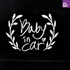 체리비 자동차 스티커 -baby in car 월계관, 1장, 화이트
