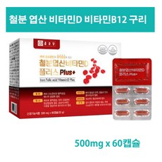 종근당 철분 엽산 비타민D 비타민B12 구리 철분제 빈혈 뼈건강 영양제 임산부 수유부 성장기 어린이 청소년 남성 여성 종합비타민 추천, 1박스