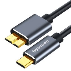 USB3.1 Micro B USB C 3.0 케이블 Type-C 커넥터 5Gbps 하드 드라이브 컴퓨터 외장, Black, 01 Black, 1개