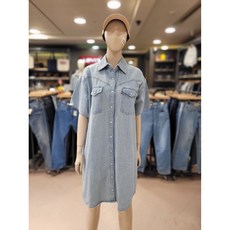 리바이스 무료배송!!! 데님 느낌을 그대로 살린 반팔 셔츠 원피스!! LEVI'S 여성 엘로웬 웨스턴 반팔 데님 원피스[NC불광]A3344-1