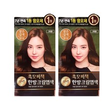 리엔 흑모비책 한방크림염색 새치용 6종 골라담기 한방염색약, 2개, 밝은갈색