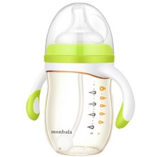 몽 바라 베 이 비 ppsu 젖병 너비 구경 밴드 손잡이 빨대 대 용량 아기 떨 어 뜨리 지 않 기 젖병 200 ml 그린, 상세페이지 참조