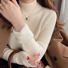 여성 겨울 기모 터틀넥 니트 스웨터 목폴라 티셔츠
