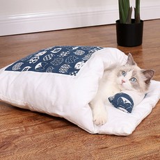 고양이 이불 담요 침낭 강아지 방석 쿠션, 블루, 1개