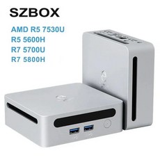 SZBOX AMD Ryzen 5 7530U/5600H/R7 5700U Intel i5-1235U 미니 PC Windows 11 PRO DDR4 3200MHz NVME SSD WiF, [01] R5 7530U, [03] UK, [01] NO RAM NO SSD NO OS