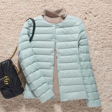 2023초경량 다운 재킷 여성용 패딩 라이너 라운드 넥 컬러