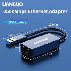 USB 3.0 C타입 이더넷 어댑터 RJ45 2.5G USB 3.0 유선 어댑터 변환기 LAN 네트워크 허브 WindowsMAC용 2500, 0 WK2.5GU, 1개