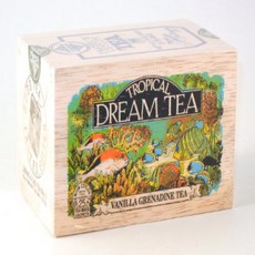 Tropical Dream Vanilla Grenadine Flavored Ceylon Black Tea 25 Bags in Decorative Wood Crate - SALE, 1