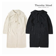 [써스데이아일랜드] [Thursday Island] 여성 빅카라 케이블 롱 가디건(T208