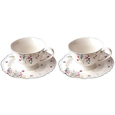L.loom Fleur 咖啡杯 2p + 碟子 2p 套組, 混色, 1套