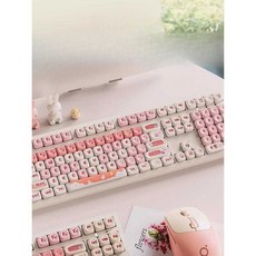 무소음 적축 키보드 저소음 키감좋은 레트로 조약돌 풀윤활 게이밍, 1개, 차축 87키 화이트+마우스