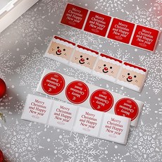 스티커 라벨 - 크리스마스 x-mas 데코 라벨 1장 4매입 3장, 1개, C타입 - 스퀘어 화이트 메리