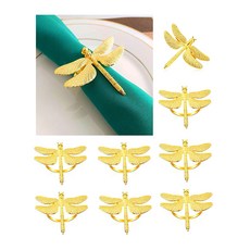 잠자리 여름 냅킨 링스 실버 골드 냅킨 버클 웨딩 생신 휴일 냅킨링 은 Dragonfly Summer Napkin Rings Serviette Buckle Gold Silver, 골드 -8 PCS
