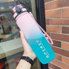 휴대용 스포츠 물병 그라데이션 컬러 플라스틱 음료수 병 야외 여, [03] NJ 1000ml, 1.Pink, 1개
