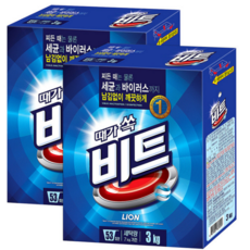 비트 분말 세제 3kg x 2박스 파워입자와 클린 프로텍트 기술 일반세탁기용 분말세제, 2box