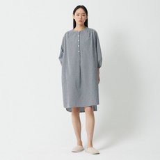 JAJU 브랜드관 (슬립) 여 코튼 시어서커 체크 루즈핏 7부 파자마 원피스 J204203049 233709
