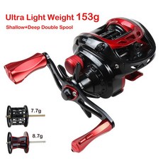 낚시릴GBC200 155g 초경량 BFS Baitcasting 낚시 릴 UL 낚시에 대 한 오른쪽 손 더블 금속 스풀 낚시 미끼, 02 빨간_01 왼쪽