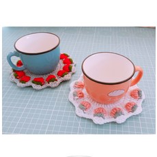 딸기 텀블러 가방 뜨기 보틀 커버 백 코바늘 diy 티코스터 세트