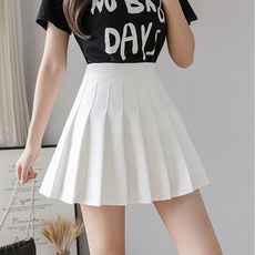 화이트플레어스커트 코코유 프리미엄 원단 여성 하이웨스트 플리츠스커트 QZ-0001
