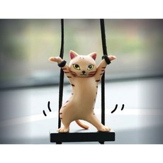 더기 차량용 자동차 백미러 캣츠 야옹 고양이 인테리어 장식, 1개, 화이트