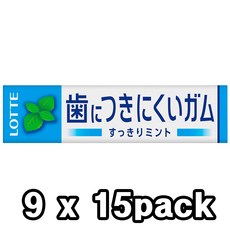 일본 롯데 치아에 잘 붙지 않는 껌 틀니껌 민트 9개입 x 15개