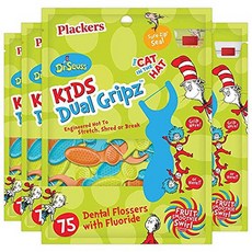 Plackers Kids 치실 추천 75 개입 (4 개입) Dr. Seuss 버전, One Color_Dr. Suess Cat in th, 상세 설명 참조0