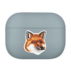 Maison Kitsune 공동 브랜드 Apple Bluetooth 헤드셋 AirPods Pro 정품 신상품 메종키츠네 폭스 헤드 에어팟 프로 케이스, (그레이 블루Airpods PRO )