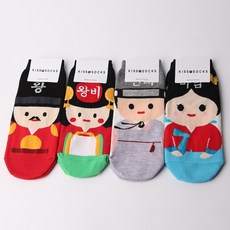 노마코 국산 4켤레 1묶음 조선시대 캐릭터양말 여성 발목양말 양말인형 만들기