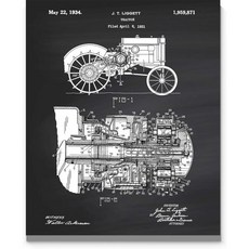 존디어 칠판 스타일 1934년 리겟 월 아트 프린트 11x14 특허 트랙터 애호가 농부 또는 컬렉터를 위한 선물 아이디어. 훌륭한 쇼룸 농장 장식입니다. 그레이트 데코 - 리겟