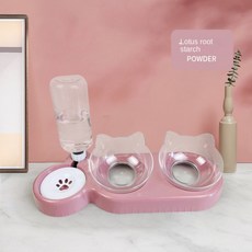 고양이 그릇 더블 그릇 자궁 경부 척추 보호 자동 식수 반대로 텀블 음식 분지 개 그릇 테디 독 분지 쌀 분지 고양이 개 용품, 재단 + 유리 그릇, 1개