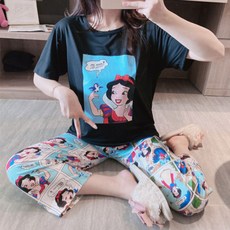 더봉 여성 캐릭터 반팔 긴바지 잠옷 상하세트 파자마 홈웨어