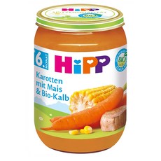 Hipp 케럿 콘 앤 오가닉 비알 190g 6팩 6개월 이상 Menu carrots with corn & organic veal from 6 months 190 g, 6개
