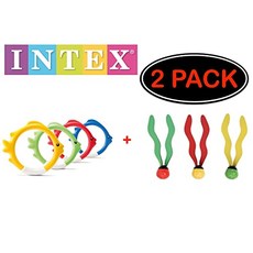 NMT 인텍스 수중 수영 다이빙 풀 장난감 물고기 반지 (링 4 개) 수중 침몰 펀 볼 (공 3 개) 선물 세트 번들-2 팩 - P024807DHCCV580, 기본
