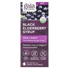Gaia Herbs 성인용 블랙 엘더베리 시럽 89ml(3fl oz), GaiaHerbs성인용블랙엘더, 1개