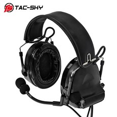 TAC-SKY COMTAC II 실리콘 귀마개 야외 전술 청력 방어 소음 감소 픽업 군사 촬영 헤드셋, 02 BK, 1개