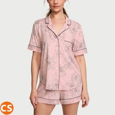 [미국직배송]빅토리아시크릿 반팔 모달 파자마 세트 연예인 여름 잠옷 상하세트 핑크 Victoria Secret Modal Pajama Set 플로럴 여친 선물 크리스마스 어버이날